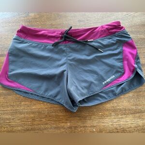 Patagonia Women's Athletic Shorts in Charcoal and Magenta